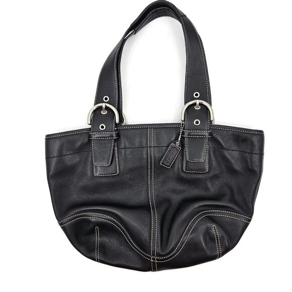 VTG Coach Soho Satchel Black Leather Handbag Bag Purse Y2K - Picture 1 of 12